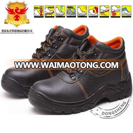 Cheap Black leather steel toe SBP industrial safety boot